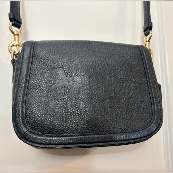 Coach Handbags - Coach Horse and Carriage Saddle Bag Black Pebbled Leather C4058
